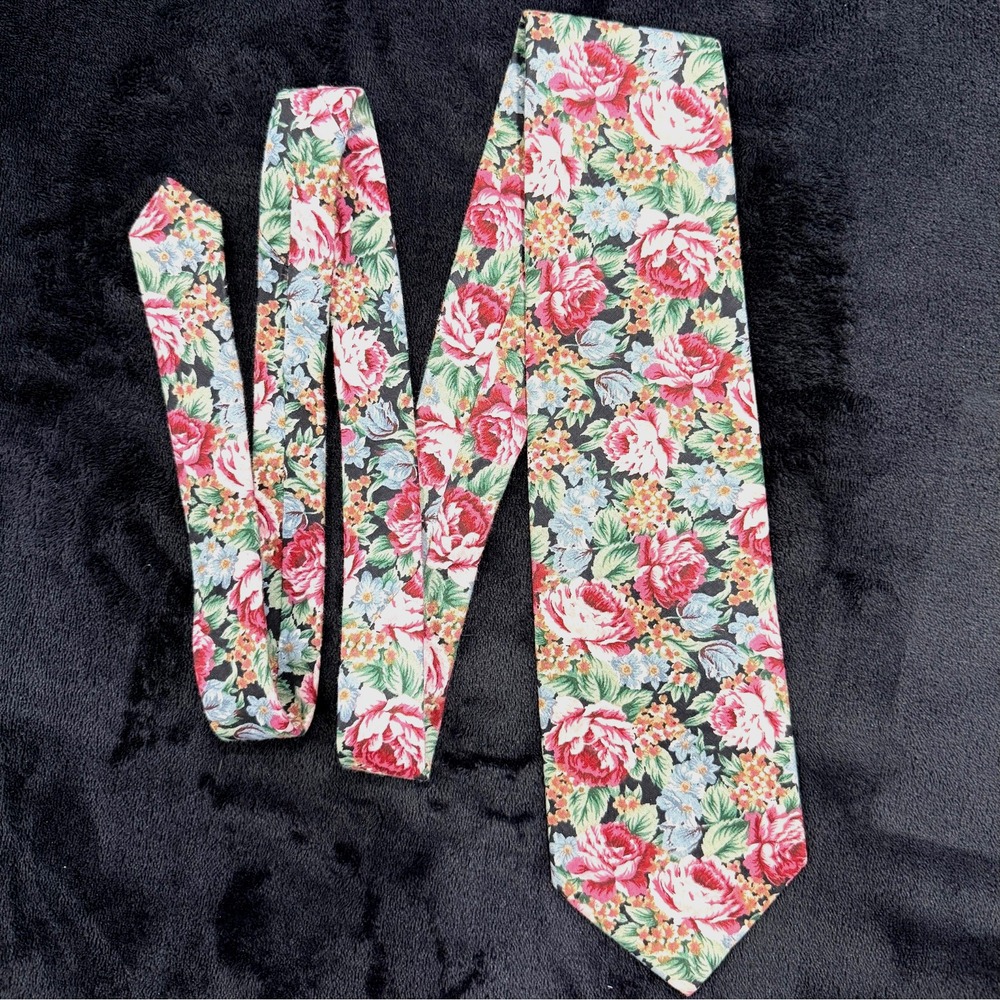 Vintage Etienne‎ Agner Mens Floral Necktie Designer Wide Cut Classic Multicolor